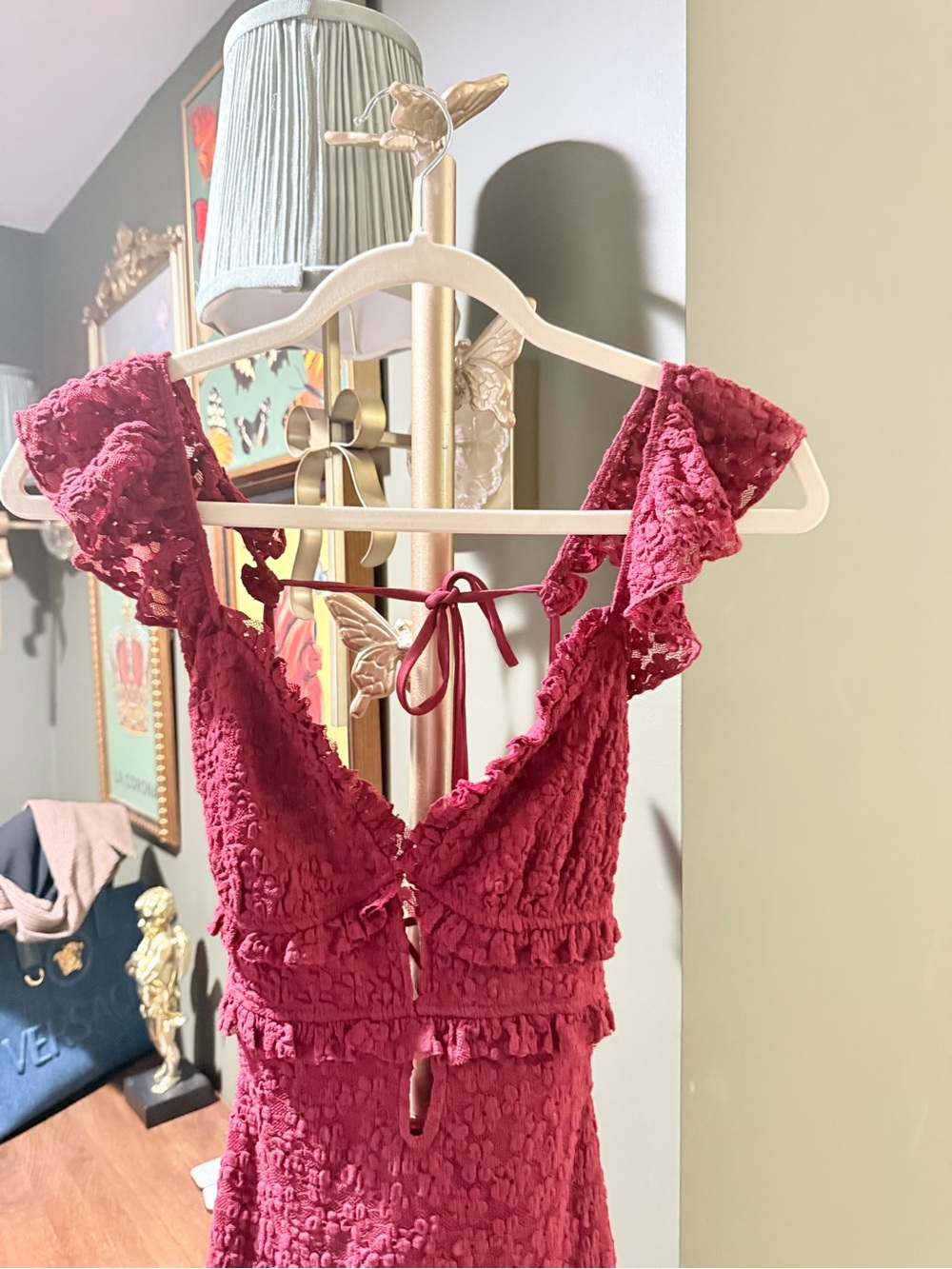 Windsor Raspberry Ruffle Textured Mini Dress - Picture 4 of 6